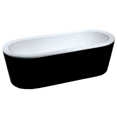 Xellanz Nero baignoire îlot 178 x 80 cm acrylique brillant blanc/noir avec vidage brillant blanc