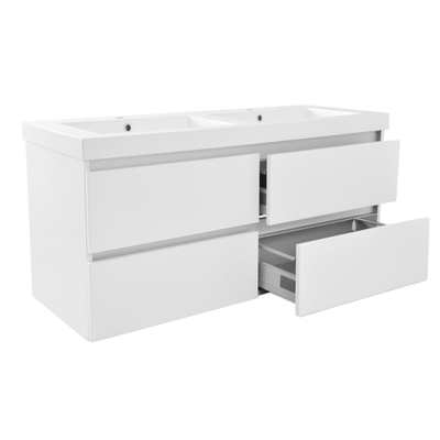 Wiesbaden Vision Meuble sous vasque avec 4 tiroirs 2 découpes 120 x 46 cm blanc brillant