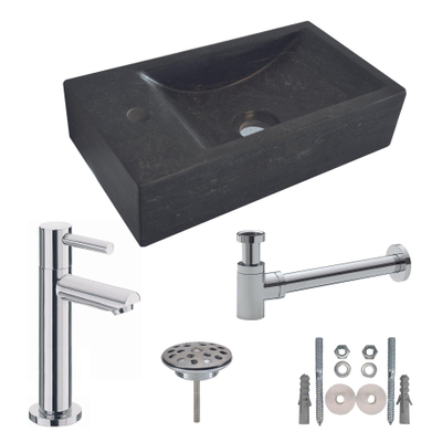 Wiesbaden One pack Lavabo Raw à poser gauche 40x22x10 cm pierre dure adoucie