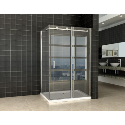 Wiesbaden Pared cabine avec 1 porte coulissante 1200 x 900 x 2000 x 8 mm verre clair nano/chrome