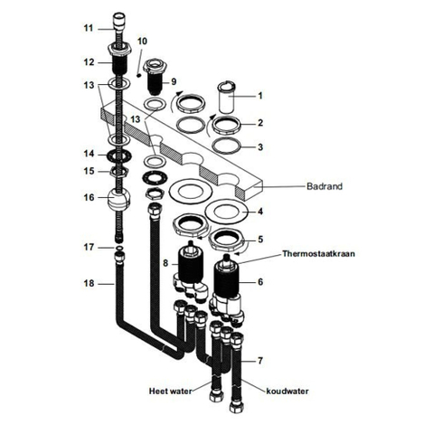 Wiesbaden Caral inbouwdeel badrandthermostaat 4-gats OUTLETSTORE STORE41742