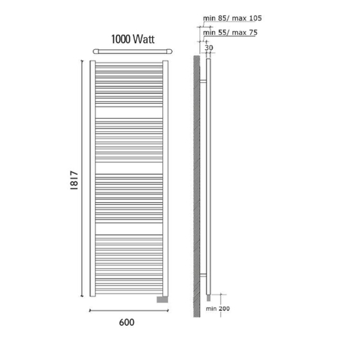 Wiesbaden Elara elektrische radiator 181,7 x 60 cm wit SW296076