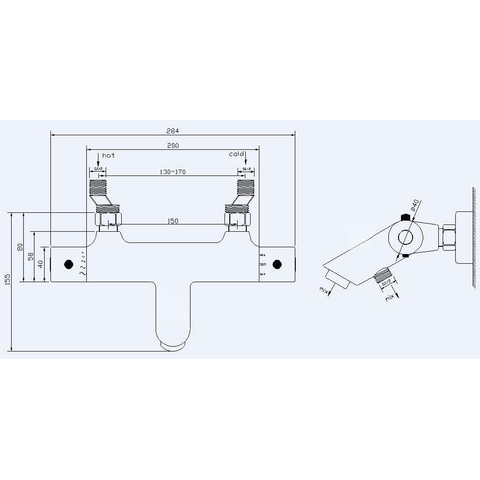 Xellanz Rio robinet de baignoire thermostatique 15 cm acier brossé SW6581