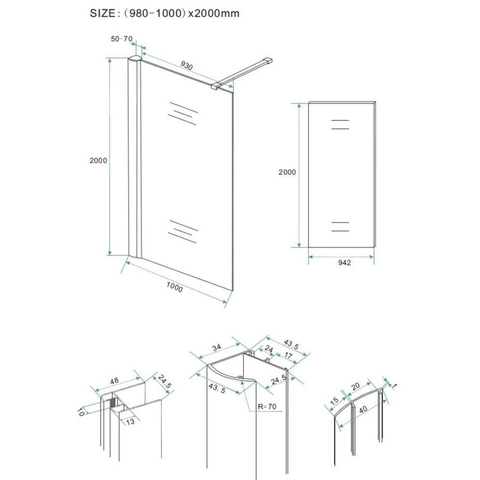 Wiesbaden Comfort Inloopdouche - 100x200cm - 10mm - nano helder glas - chroom SW10412