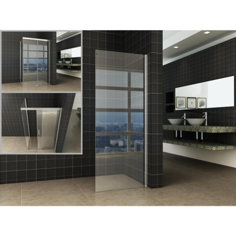 Wiesbaden Side Zijwand - voor Puerta en Slide nisdeur - 100x200cm - 8mm - nano helder glas - chroom SW295890