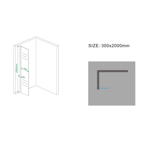 Wiesbaden Comfort zijwand met muurprofiel 300 x 2000 x 10 mm nano helder glas/chroom SW10418