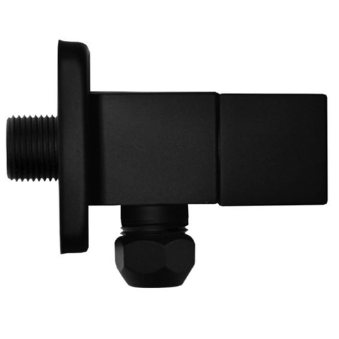 Xellanz Square robinet d'arrêt d'angle + rosace 3/8'x10 noir mat SW295946