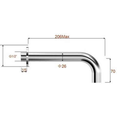 Wiesbaden Caral Baduitloop rond - 20cm 1/2" - chroom SW10567