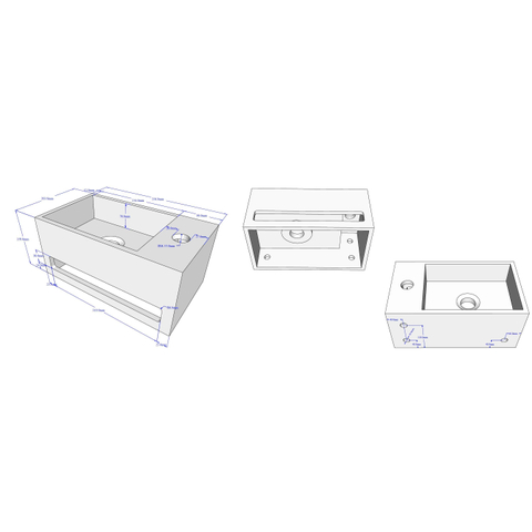 Wiesbaden Julia Fontein rechts - 35x20x16cm - solid surface - mat zwart SW296031
