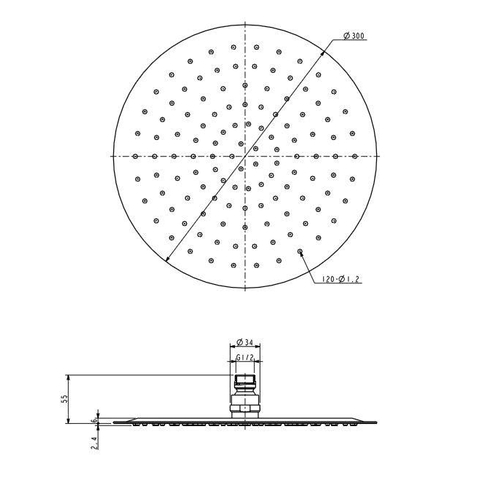 Xellanz Ufo douche de tête - 30cm - rond - 1 jet - chromé SW10517