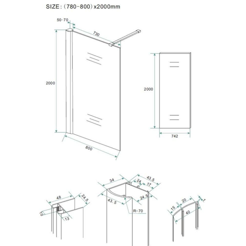 Wiesbaden Comfort Shower plus inloopdouche 80x200cm 10mm glas met NANO coating SW10411