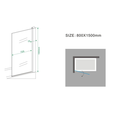Wiesbaden Palmo Badwand draaibaar - 80x150cm - 6mm - nano helder glas - chroom SW10430