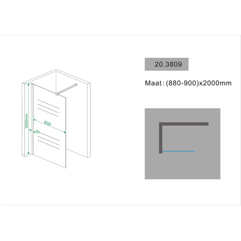 Wiesbaden Comfort Inloopdouche - 90x200cm - 10mm - nano helder glas - chroom SW10410