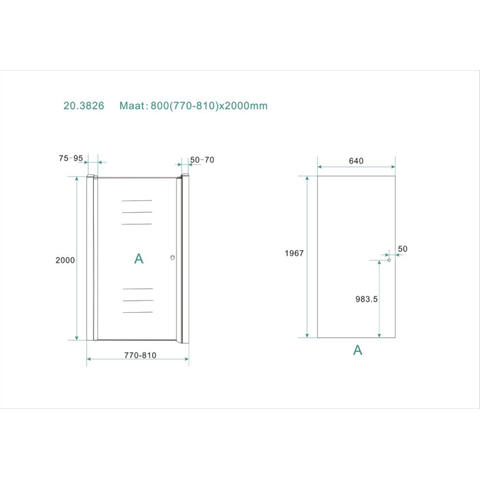 Wiesbaden Between Nisdeur - 80x200cm - 8mm - nano helder glas - chroom SW20650