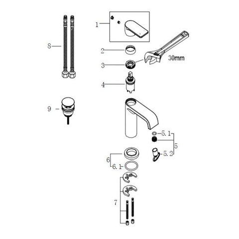 Xellanz Lima robinet de lavabo avec bonde clic-clac chrome SW10550