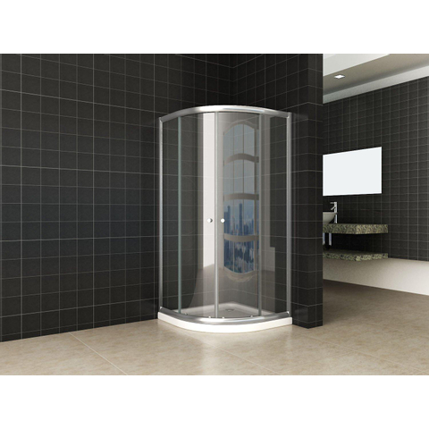 Xellanz Eco douchecabine - kwartronde cabine met twee schuifdeuren nano helder glas/chroom SW536670