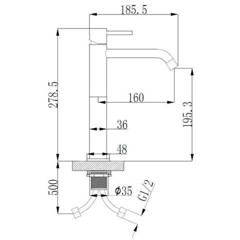 Wiesbaden Style XL wastafelkraan hoog mat zwart OUTLETSTORE STORE43179