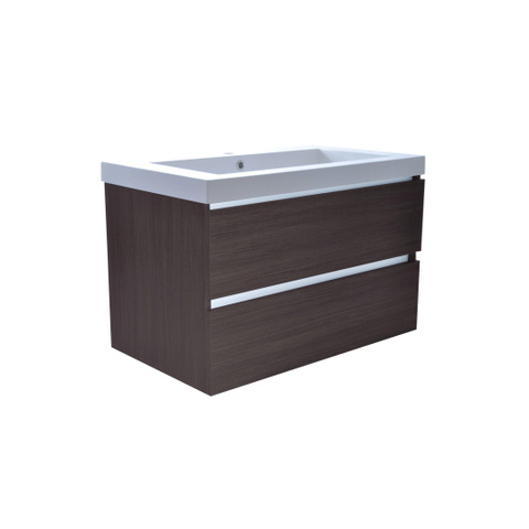 Wiesbaden Vision Meuble sous lavabo à 2 tiroirs 80x47cm bois nervuré gris SW95812