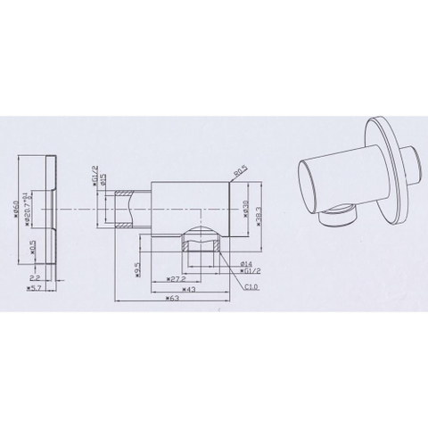 Wiesbaden UniMatch coude mural rond 1/2" chrome SW10505