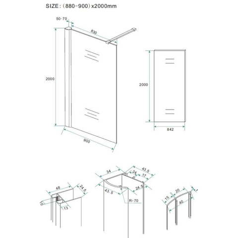Wiesbaden Comfort Inloopdouche - 90x200cm - 10mm - nano helder glas - chroom SW10410
