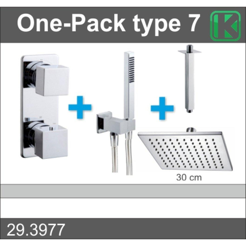 Xellanz One Pack Set de douche thermostatique encastrable carré avec bras plafond et douche de tête 30cm chrome SW62526