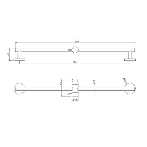 Xellanz Barre de douche ronde 65 cm chrome SW10526