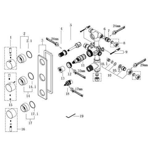 Xellanz Rivaro mitigeur thermostatique encastré 3 voies chrome SW10559