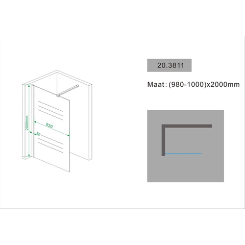 Wiesbaden Comfort Inloopdouche - 100x200cm - 10mm - nano helder glas - chroom SW10412