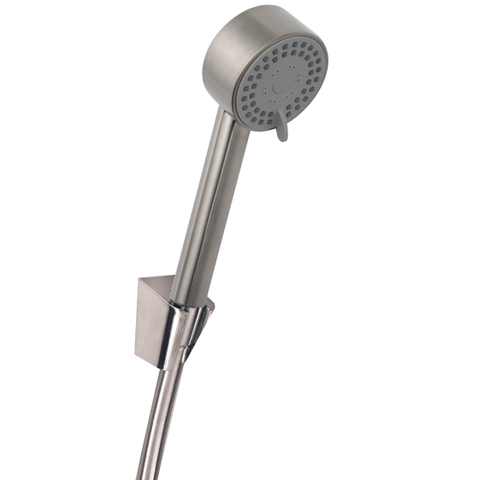 Wiesbaden Unimatch Cadans handdoucheset - met handdouche - 3 standen - diameter 8cm doucheslang en wandhouder kantelbaar - geborsteld staal (RVS) SW10537
