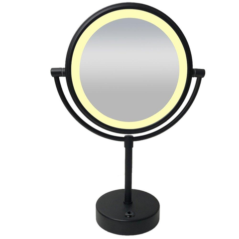 Wiesbaden Miroir grossissant sur pied avec lumière LED sur batterie noir mat SW296054