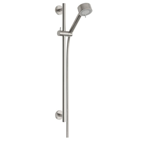 Wiesbaden Unimatch Cadans glijstangset compleet - met handdouche - 3 standen - diameter 8cm - PVD - geborsteld staal (RVS) SW10539