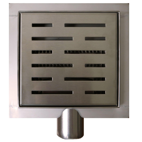 Wiesbaden 3e génération bonde de douche avec bride et sortie latérale 15 x 15 cm inox SW20693