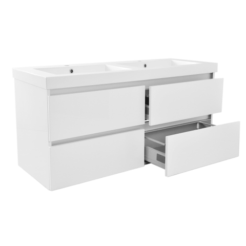 Wiesbaden Vision Onderkast - met 4 laden - 2 uitsparingen - 120x46cm - glans wit SW95810
