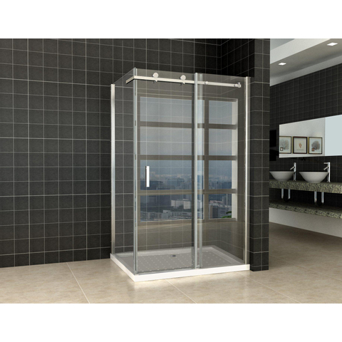 Wiesbaden Pared Cabine - met 1 schuifdeur - 120x90x200cm - 8mm - nano helder glas - chroom SW10426