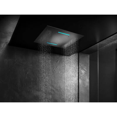 Hotbath Mate Inbouwhoofddouche vierkant - 95x95cm - met LED verlichting - geborsteld nikkel (RVS)