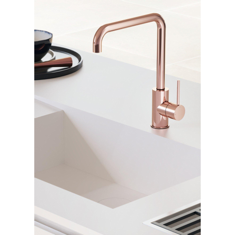Hotbath Cobber Opbouw keukenmengkraan - met draaibare L-uitloop - messing verouderd koper (goud) SW73773