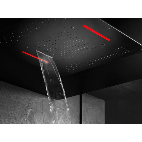 Hotbath Mate Inbouwhoofddouche vierkant - 95x95cm - met LED verlichting - geborsteld nikkel (RVS) SW61996