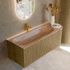 MONDIAZ KURVE-DLUX Meuble de salle de bains 125cm arrondi Droite couleur Dusk avec 1 tiroir et 1 porte. Lavabo BIG MEDIUM Gauche 1 trou de robinet Saba. SW1433353