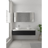 Bruynzeel Giro badmeubelset 49x150x46cm 2 wasbakken 2 lades met spiegelkast met softclose composite zwart eiken SW384322 Bruynzeel Giro badmeubelset 49x150x46cm 2 wasbakken 2 lades met spiegelkast met softclose composite zwart eiken SW384322
