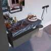Mondiaz ALAN-DLUX Ensemble de meuble - 110cm - meuble Dark grey mat - 1 tiroir - Lavabo Cloud Lava suspendu - vasque Gauche - 1 trou de robinet SW808149