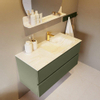 Mondiaz VICA-DLUX Ensemble de meuble de salle de bain - 100cm - meuble sous-vasque armée - 2 tiroirs - lavabo encastré cloud droite - 1 trou de robinet - version haute de 60cm - ostra SW1087025