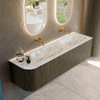 Mondiaz KURVE-DLUX Badkamermeubelset - 165x46x40cm - 2 lade - 1 deur - wastafel solid surface - dubbel / rechts - zonder kraangat - Shadow SW1414599