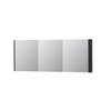 INK SPK1 Spiegelkast - 160x14x60cm - 3 deuren - dubbelzijdige Spiegel - schakelaar en stopcontact - MDF lak zwart mat SW493908