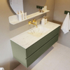 Mondiaz VICA-DLUX ensemble de meuble de salle de bain - 130cm - meuble sous-vasque armée - 2 tiroirs - lavabo encastré nuage milieu - sans trous de robinet - miroir modèle spot - version XL 60cm haut - opalo SW1098986