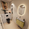 MONDIAZ TURE-DLUX Meuble toilette - 60cm - Oro - EDEN - vasque Glace - position gauche - sans trou de robinet SW1103428