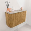 Mondiaz JOYA-DLUX 61.6cm toiletmeubel - ronding links kleur Oak - Wastafel FAYE positie Rechts 1 kraangat kleur Opalo. SW1422152