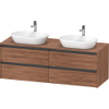 Duravit ketho meuble sous 2 lavabos avec plaque console et 4 tiroirs pour double lavabo 160x55x56.8cm avec poignées noyer anthracite mate SW773083