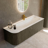 Mondiaz KURVE-DLUX Ensemble de meuble de salle de bains - 135x46x40cm - 1 tiroir - 1 porte - lavabo solid surface - droit - 1 trou de robinet - Shadow SW1414472