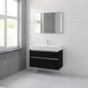 Bruynzeel Passo badmeubelset 69.8x100x46cm 1 kraangat 1 wasbak 2 lades met spiegel met softclose ceramic zwart eiken SW384740 Bruynzeel Passo badmeubelset 69.8x100x46cm 1 kraangat 1 wasbak 2 lades met spiegel met softclose ceramic zwart eiken SW384740