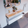 Mondiaz ALAN-DLUX Ensemble de meuble - 130cm - meuble Talc mat - 2 tiroirs - Lavabo Cloud Frappe suspendu - vasque Gauche et droite - 2 trous de robinet SW804938